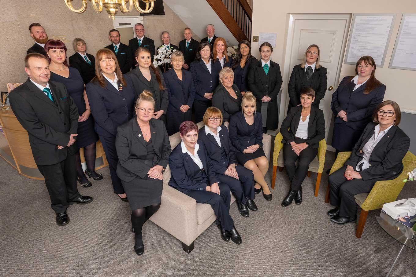 The team at Jennings funeral directors all gathered together